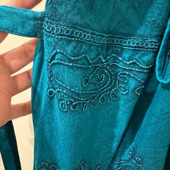 Sakkas Teal Embroidered Midi Dress - Picture 7 of 13